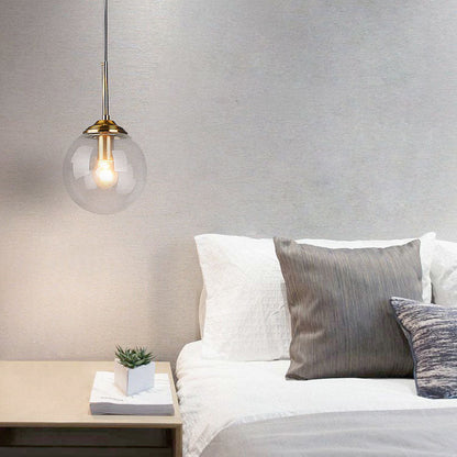 Contemporary Nordic Copper Spherical Glass Shade 1/3/5-light Island Light Chandelier for Dining Room