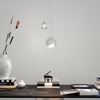Light Luxury Simple Crystal Ball Metal 2-light Curve Pendant Light