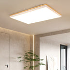 Modern Minimalist Solid Wood Acrylic Square Rectangle LED Flush Mount Ceiling Light for Living Room BulbSquare