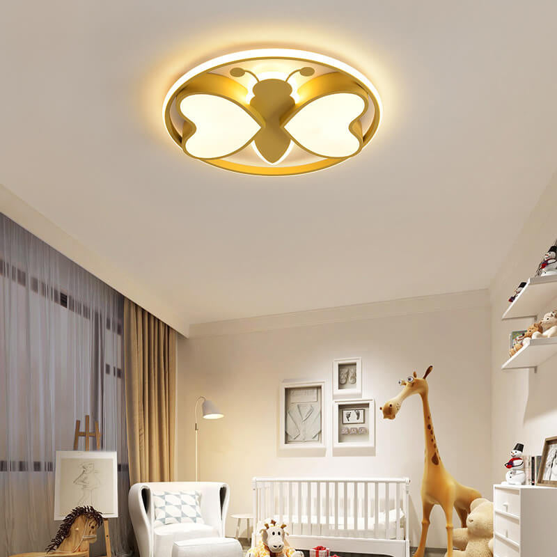 Lumendat Creative Cartoon Butterfly Round LED Flush Mount Ceiling Light Lumendat