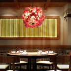 Industrial Vintage Simulation of Greenery Cherry Blossoms Iron Hemp Rope 3-light Chandelier Lumendat