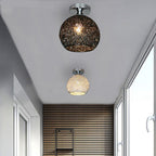 Contemporary Scandinavian Iron Aluminum Weaving Ball 1-light Semi-flush Mount Ceiling Light for Hallway
