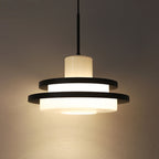 Traditional Vintage Round Cylinder Glass Iron 1-light Pendant Light for Living Room BulbSquare