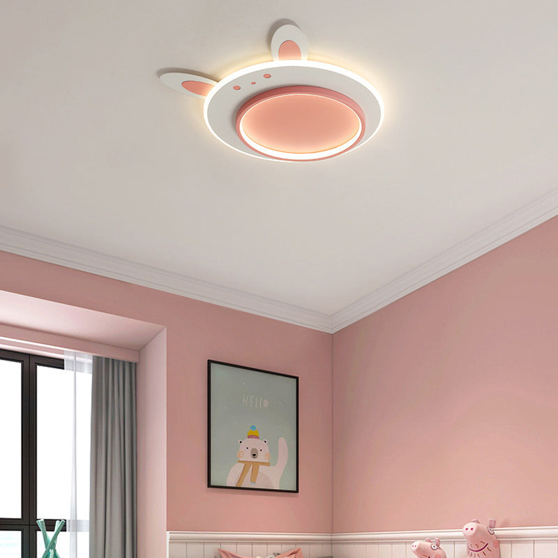 Lumendat Modern Simplicity Kids Iron Acrylic Rabbit Round LED Flush Mount Ceiling Light For Bedroom Lumendat