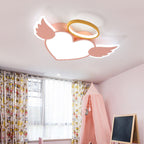 Lumendat Contemporary Creative Kids Love Wings Iron Aluminum Acrylic Silicone LED Flush Mount Ceiling Light For Bedroom Lumendat