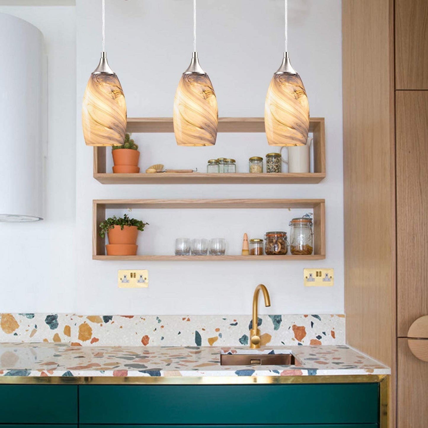 Modern Light Luxury Simple Marble Long Barrel 1-light Pendant Light
