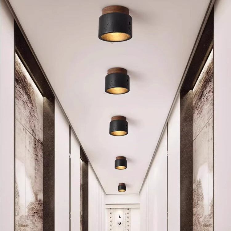 Modern Minimalist Cylinder Stone 1-light Flush Mount Ceiling Light for Bedroom