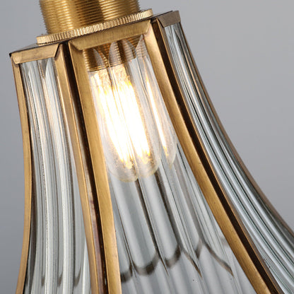 Japanese Vintage Brass Glass Cone 1-light Pendant Light