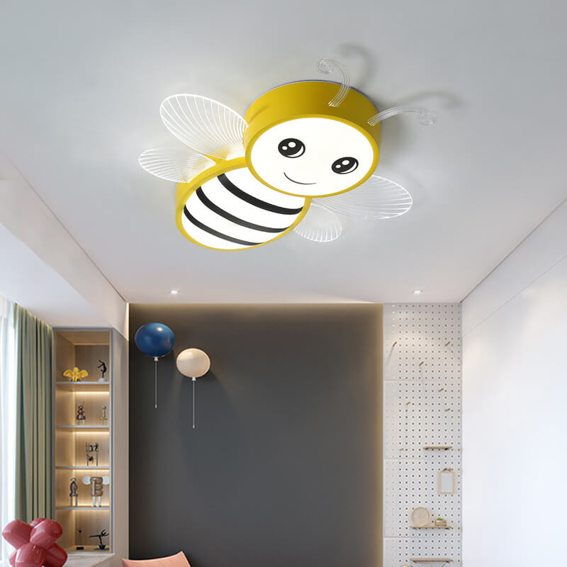 Lumendat Contemporary Creative Kids Bee Iron Acrylic LED Flush Mount Ceiling Light For Bedroom Lumendat