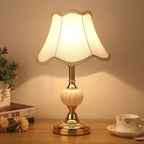 Nordic Vintage Floral Glass Fabric 1-Light Table Lamp Lumendat