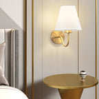 European Minimalist Cone Fabric Curved Arm 1-Light Wall Sconce Lamp