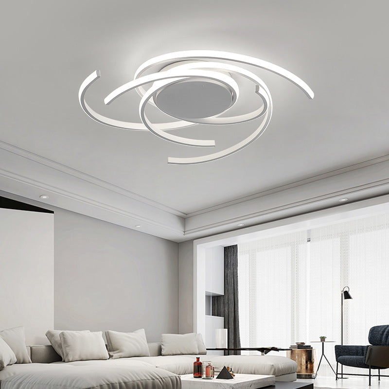 Modern Minimalist Aluminum Spiral Strip LED Flush Mount Ceiling Light for Bedroom