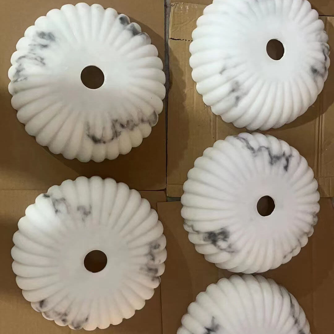 Modern Luxury Imitation Marble Flower-Shaped 1-Light Semi-Flush Mount Ceiling Light Lumendat