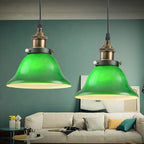Contemporary Retro Emerald Green Flared Glass Shade 1-light Pendant Light for Dining Room BulbSquare