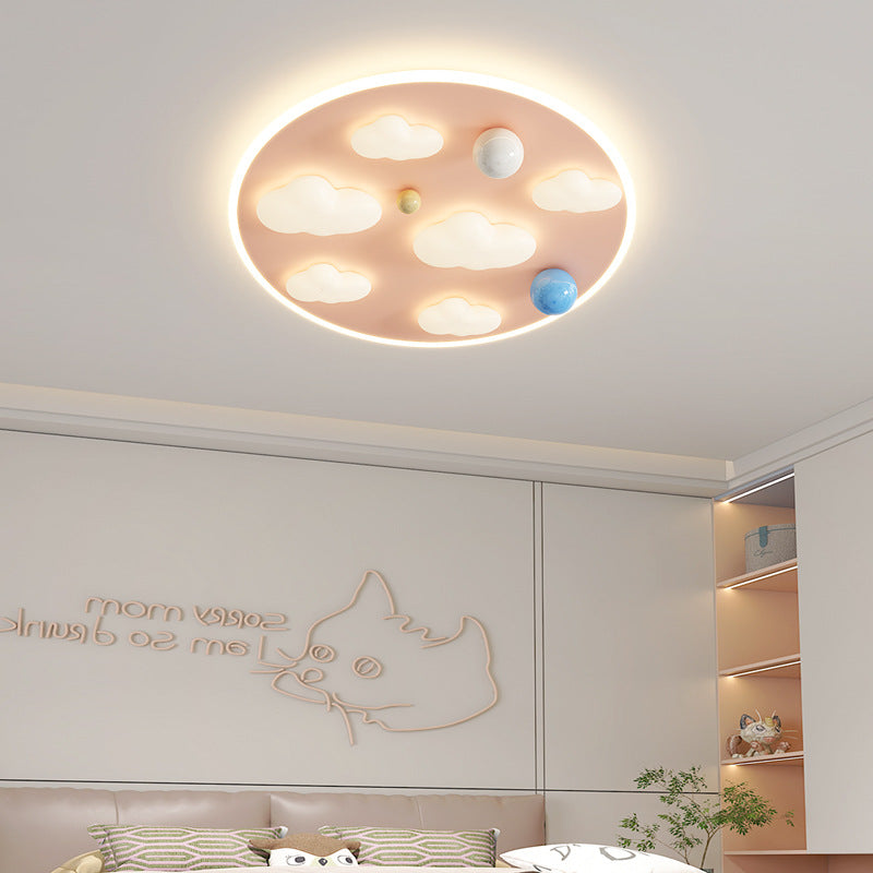 Lumendat Contemporary Creative Kids Iron Acrylic Round Irregular Shape Mouse Cloud LED Flush Mount Ceiling Light For Bedroom Lumendat