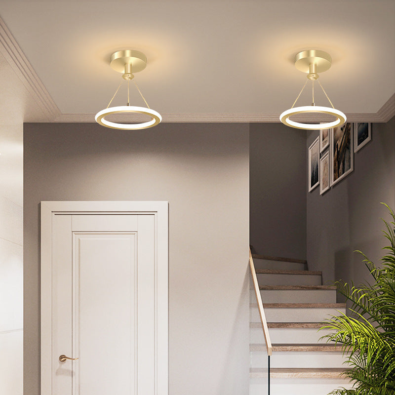 Modern Simplicity Aluminum Circle Strip LED Semi-Flush Mount Ceiling Light For Hallway Lumendat