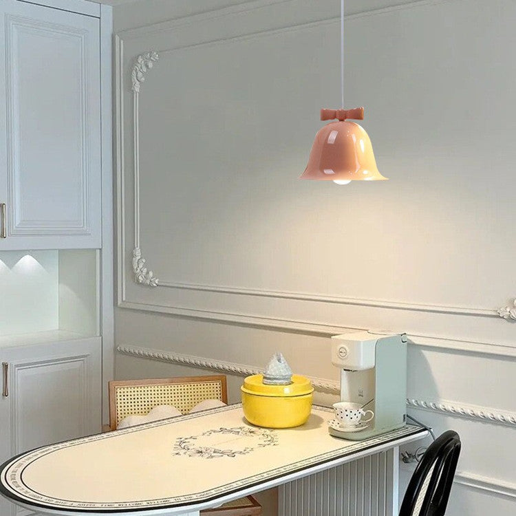 Contemporary Scandinavian Iron Bowknot Bell 1-light Pendant Light for Living Room
