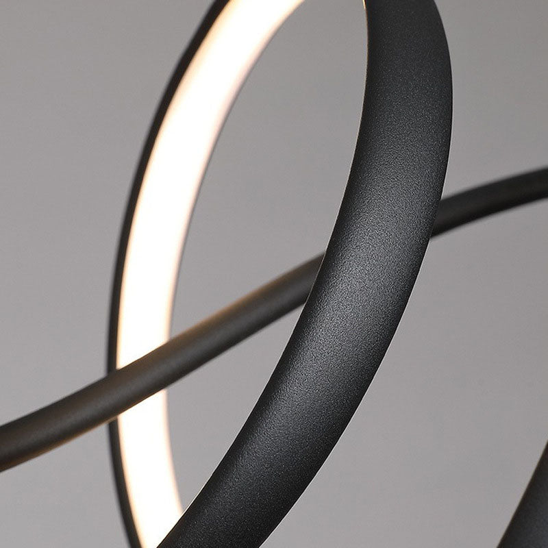 Modern Minimalist Wave Strip Line Iron Aluminium Silica LED Chandeliers Island Light for Dining Room