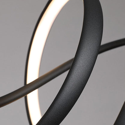 Modern Minimalist Wave Strip Line Iron Aluminium Silica LED Chandeliers Island Light for Dining Room