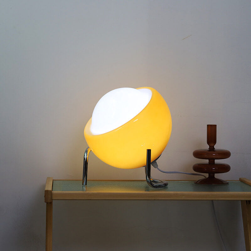 Contemporary Nordic Planet Orange Glass Iron 1-Light Table Lamp For Bedroom Lumendat