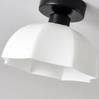 Scandinavian Modern Minimalist Iron Glass Ceramic Flower Diamond 1-Light Semi-Flush Mount Ceiling Light Lumendat