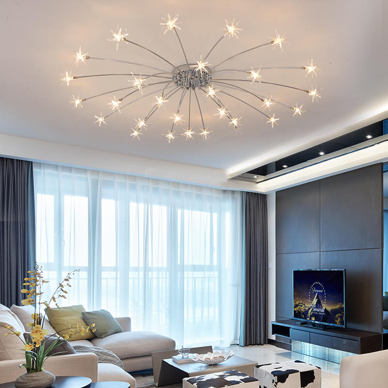 Contemporary Creative Full Of Star Iron 12/21/28 Light Flush Mount Ceiling Light For Living Room Lumendat