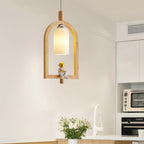 Lumendat Japanese Creative Wood Frame Resin Astronaut 1-Light Pendant Light Lumendat
