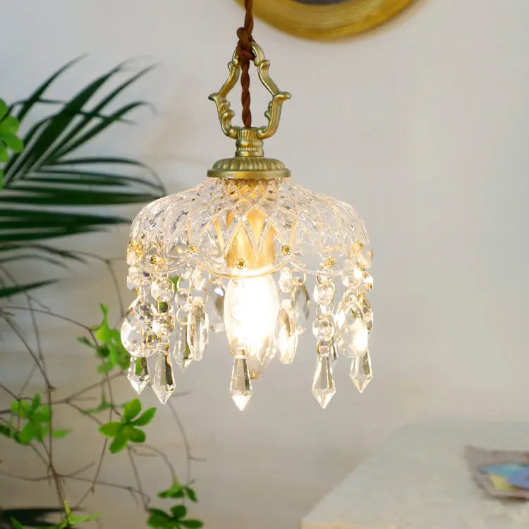 Vintage Decorative Floral Crystal 1-light Pendant Light Lumendat