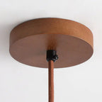 Traditional Japanese Round Wood Yellow Travertine LED Pendant Light for Bedroom Lumendat