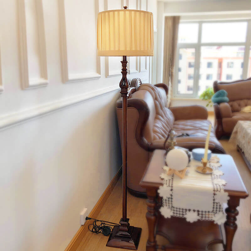Modern European Retro Pleated Fabric 1-Light Standing Floor Lamp Lumendat