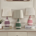 Nordic Vertical Pattern Ceramic Fabric 1-Light Table Lamp Lumendat