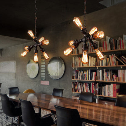 Industrial Iron Water Pipe Design 7-light Chandelier