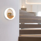 Creative Solid Wood Acrylic Storage Decoration Round LED Wall Sconce Lamp Lumendat