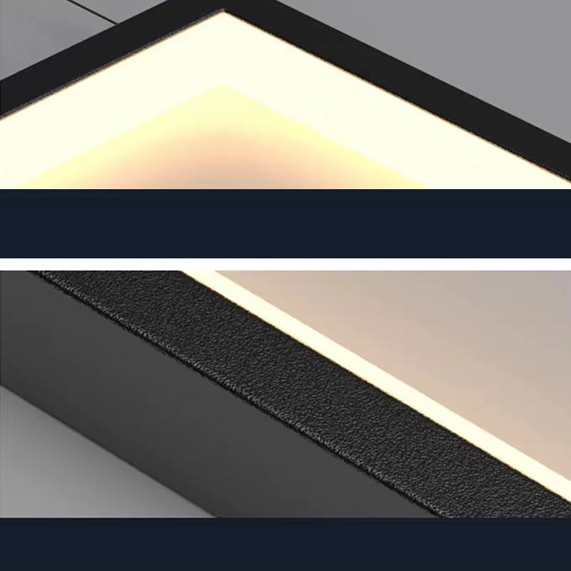Modern Minimalist Iron Aluminum Silica Rectangular Square Ceiling Plate LED Chandelier for Stairway