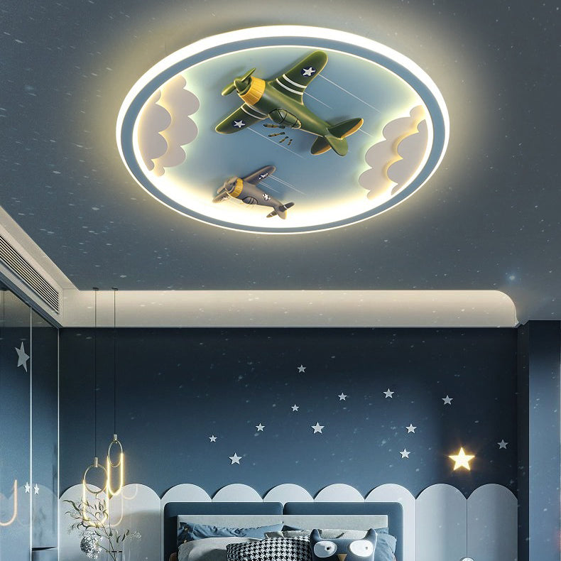 Lumendat Contemporary Creative Cartoon Fighter Unicorn Resin Acrylic LED Kids Flush Mount Ceiling Light For Bedroom Lumendat