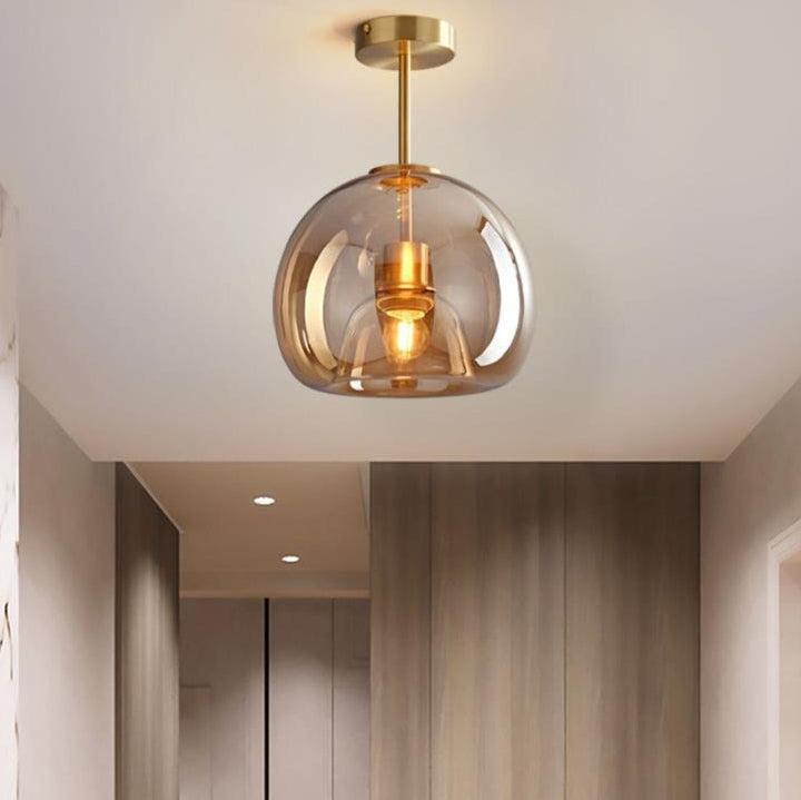 Nordic Light Luxury Round Glass Ball 1-Light Semi-Flush Mount Ceiling Light Lumendat