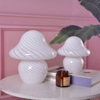 Modern Decorative Mushroom Striped Glass 1-Light Table Lamp Lumendat