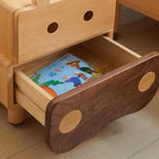Lumendat Contemporary Creative Kids Rectangular Bear Beech Wood Nightstand 1-Drawer For Bedroom Lumendat