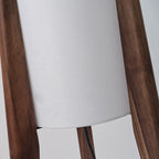 Traditional Chinese Fabric Cylinder Shade Wood Tripod 1-Light Standing Floor Lamp For Study Lumendat