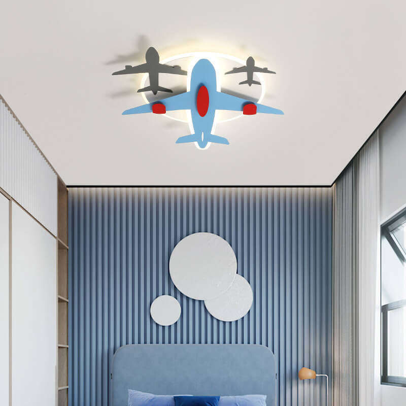 Lumendat Contemporary Creative Aircraft Shape Iron Acrylic Aluminum LED Cartoon Kids Flush Mount Ceiling Light Lumendat