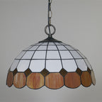 Tiffany Vintage Gemstone Stained Glass Dome 3-light Pendant Light BulbSquare