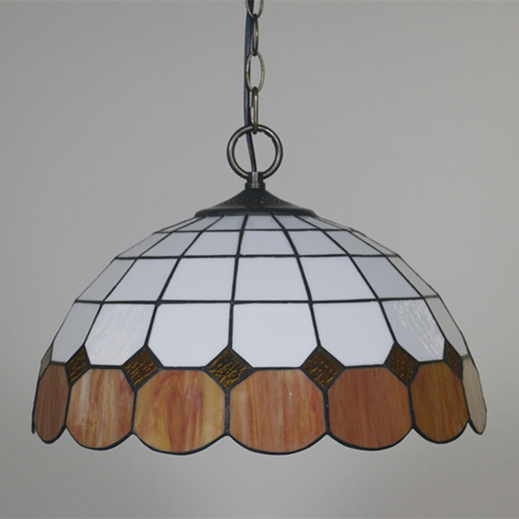Tiffany Vintage Gemstone Stained Glass Dome 3-light Pendant Light BulbSquare