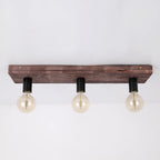 Retro Creative Solid Wood Glass Lampshade 3-light Flush Mount Ceiling Light