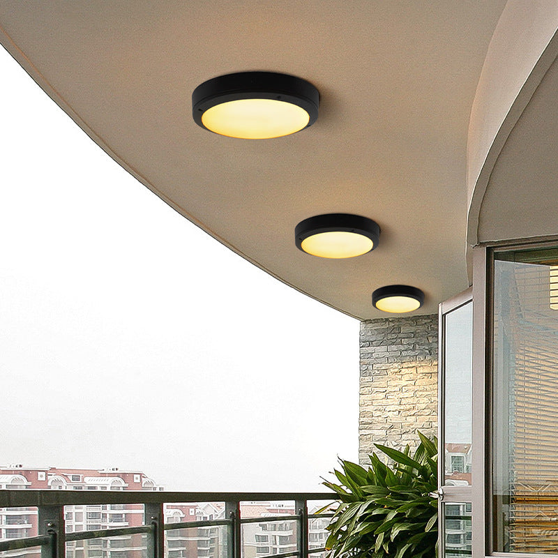 Outdoor Simple Round Octagon Aluminum Waterproof LED Flush Mount Ceiling Light BulbSquare