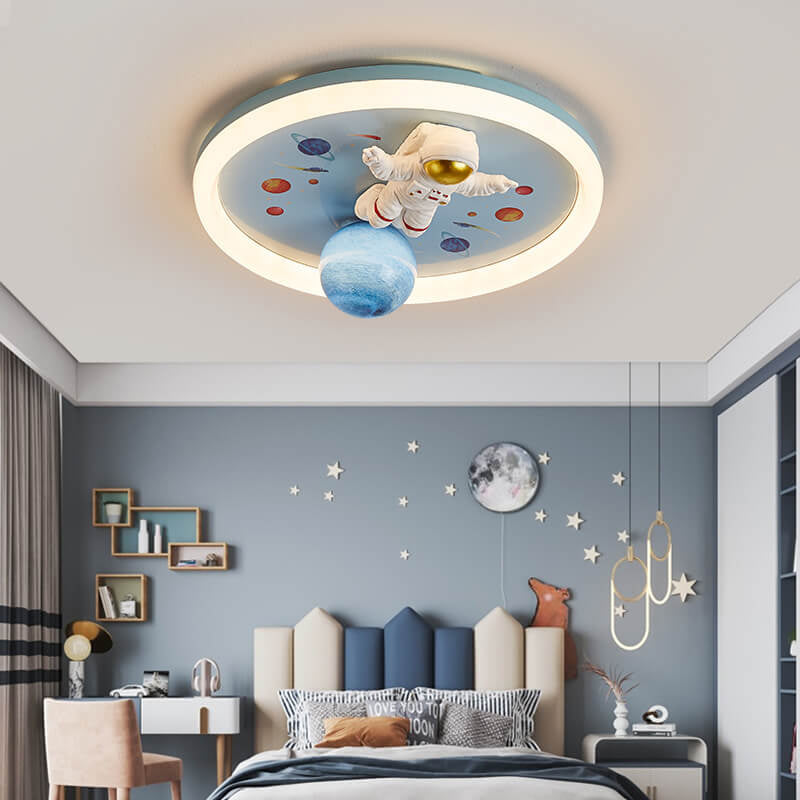 Lumendat Cartoon Creative Space Astronaut Resin LED Flush Mount Ceiling Light Lumendat