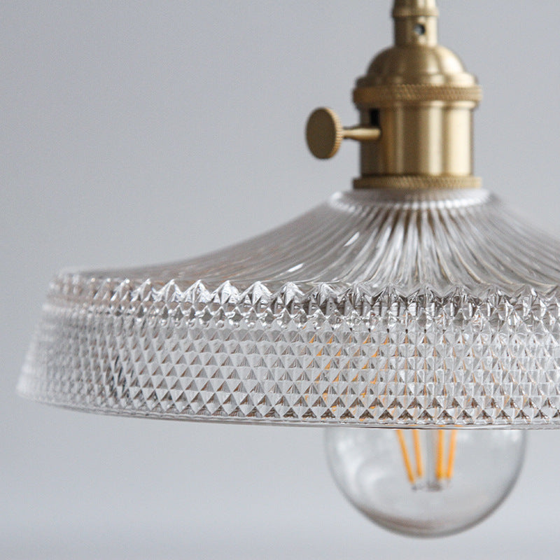 Modern Simplicity Round Ripple Brass Glass 1-light Pendant Light for Living Room