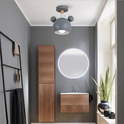Contemporary Scandinavian Macaron Round Iron Rotatable 1-light Semi-flush Mount Ceiling Light for Living Room