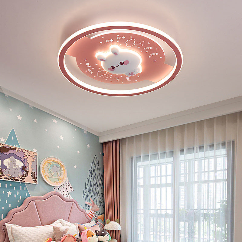 Lumendat Contemporary Creative Childlike Spaceman Rabbit Design LED Kids Flush Mount Ceiling Light For Bedroom Lumendat