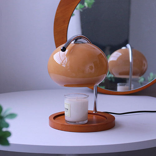 Vintage Glass Dome Solid Wood Base 1-Light Melting Wax Table Lamp Lumendat