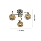 Modern Art Deco Round Hollowed Out Orb Iron Crystal 3-light Semi-flush Mount Ceiling Light for Living Room